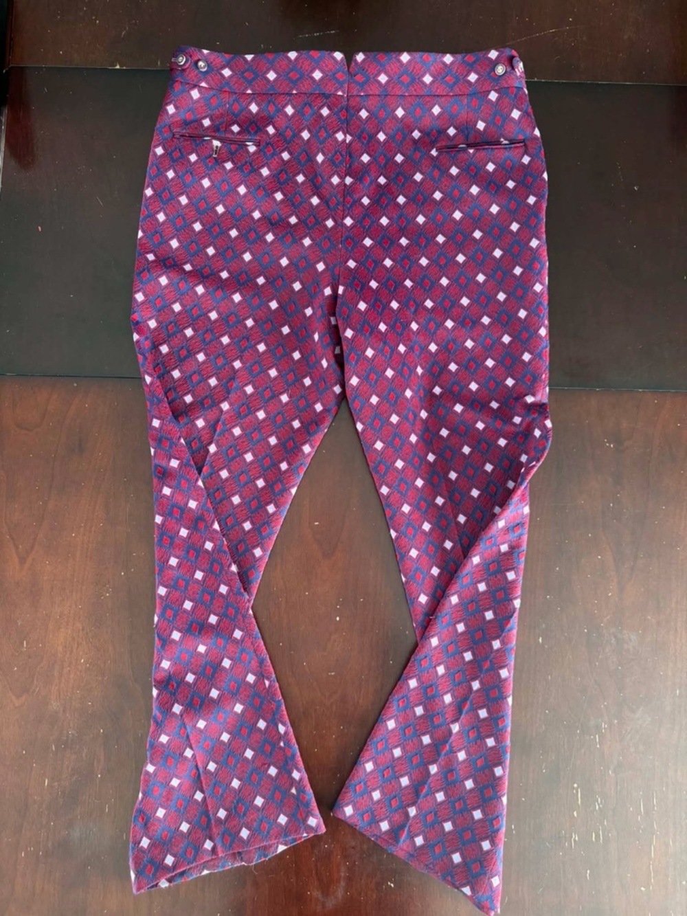 Swagger RARE Geometric Diamond Pants Retro Hippie Mod Disco Vintage 70s Trousers - Picture 3 of 5